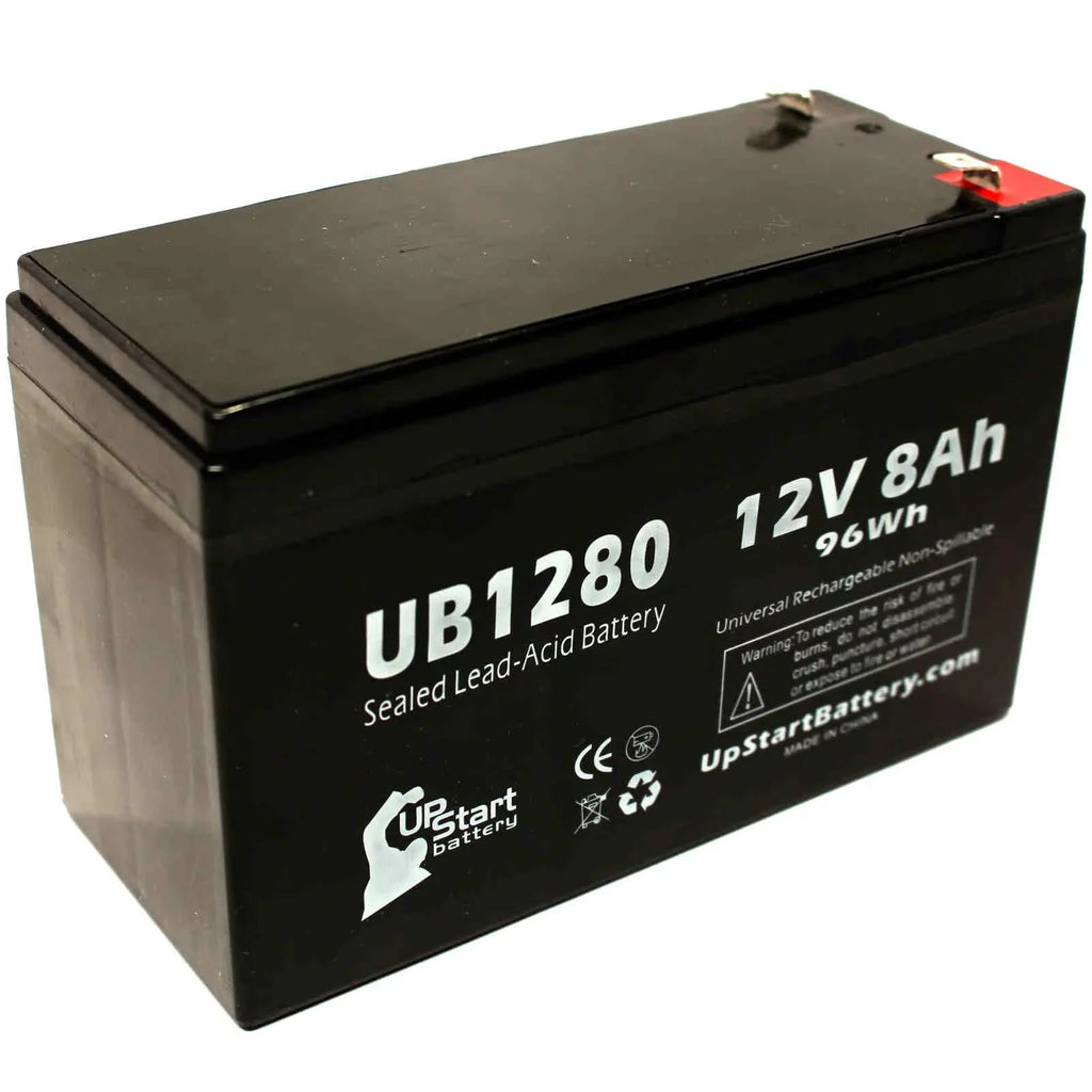 3x Pack - Compatible Opti-ups 280ES Battery - Gentlemen UB1280 Universal Sealed Lead Acid Battery (12V, 8Ah, 8000mAh, F1 Terminal, AGM, SLA) - Includes 6 F1 to F2 Terminal Adapters