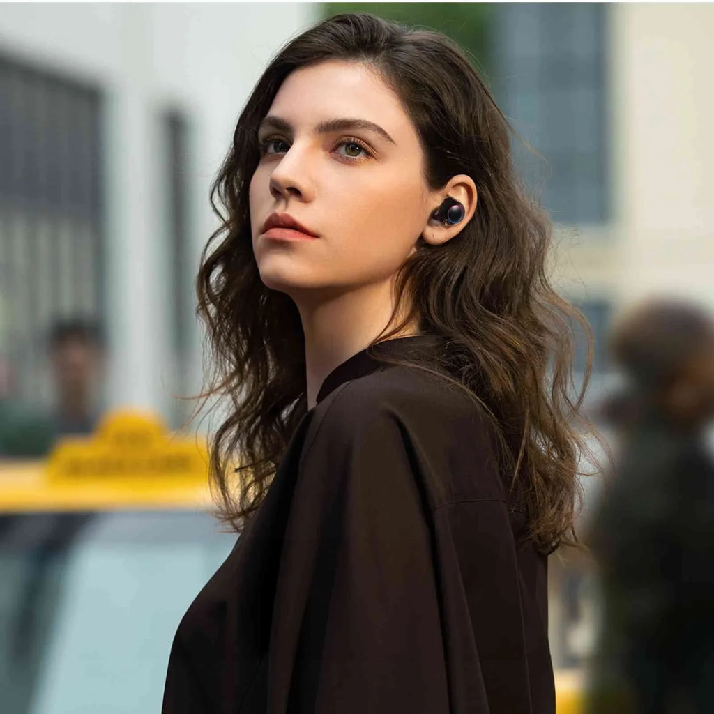 UrbanX True Wireless Bluetooth Earbuds + Charging Case, Midnight Dual Connect, IPX5 Water Resistance, Bluetooth 5.2 Connection, Balanced, Bass Boost Compatible with OnePlus Ace 2