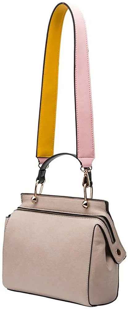 Melie Bianco Noelle Vegan Leather Color-bock Satchel, Bone Multi