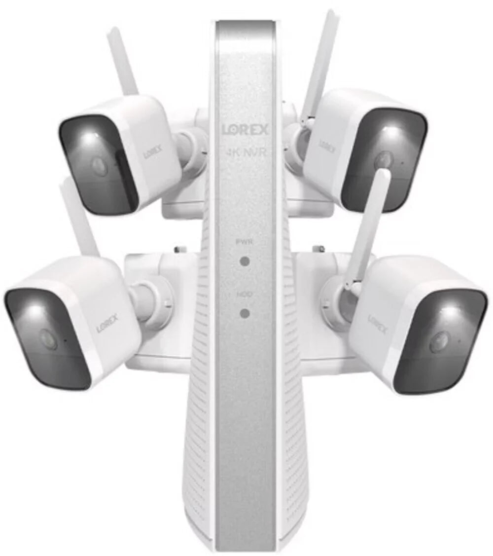 Lorex 4K NVR System with Four (4) Battery-Operated Cameras (White)