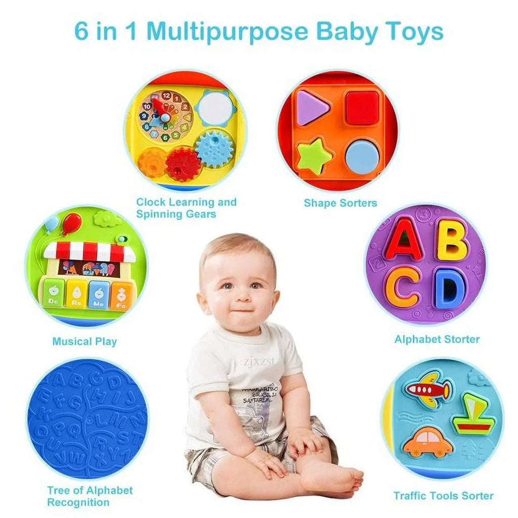 Montessori Toys 6-12 Months, Musical Busy Learners Activity Cube for Toddlers, Shape Sorter Toys for 1 Year Old Boys Girls Birthday Christmas Gifts
