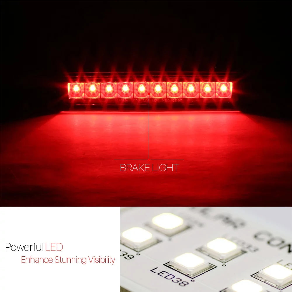 For 2007-2017 Dodge Caliber Durango Jeep Compass Grand Cherokee Rear LED 3rd Third Brake Light Tail Stop Lamp Dark Housing Clear Lens 14 15 16