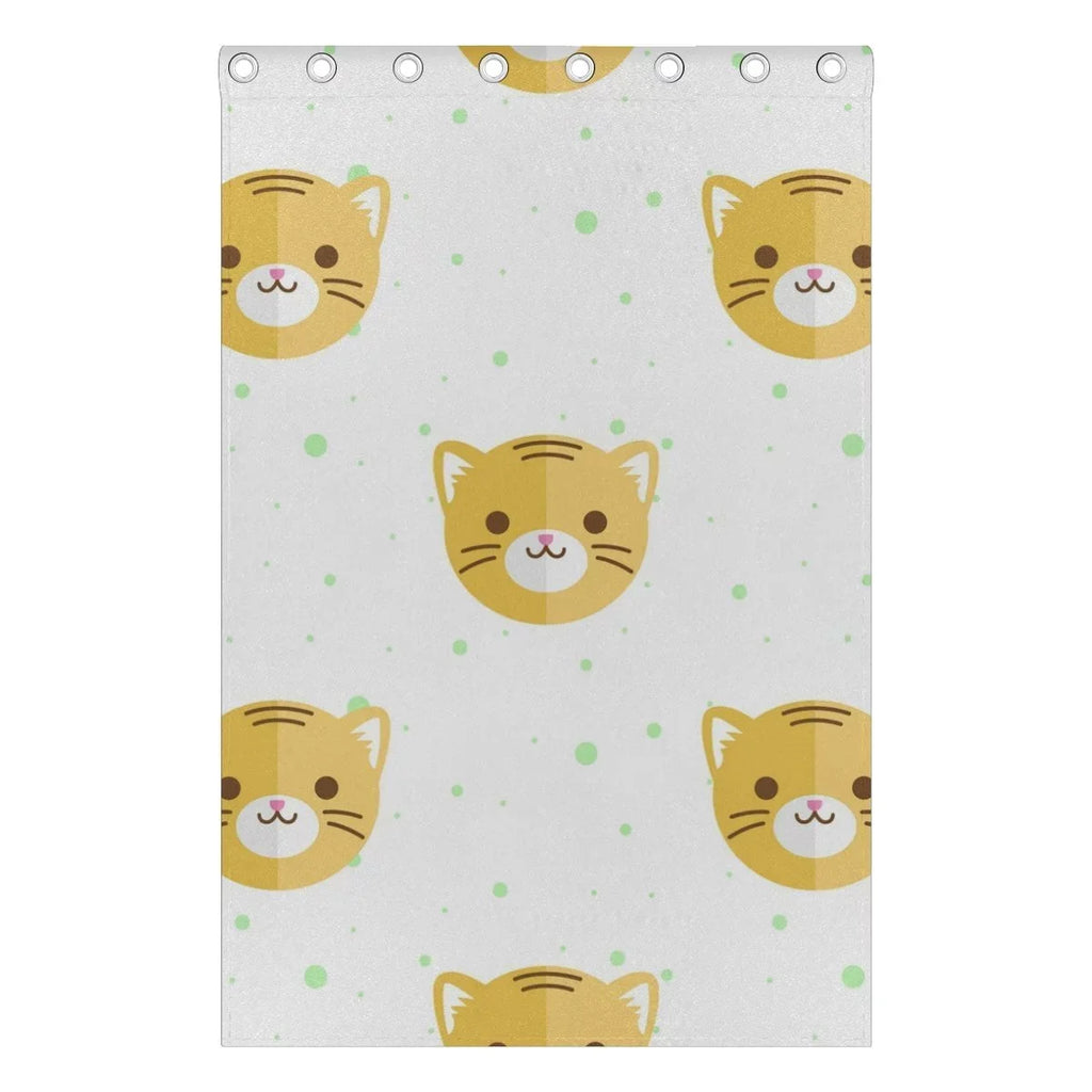 POPCreation Flat Cartoon Tiger Heads Pattern Window Curtain Ebony Curtains Darkening Thermal Blind Curtain for Bedroom Living Room,2 Panel (52Wx84L Inches)