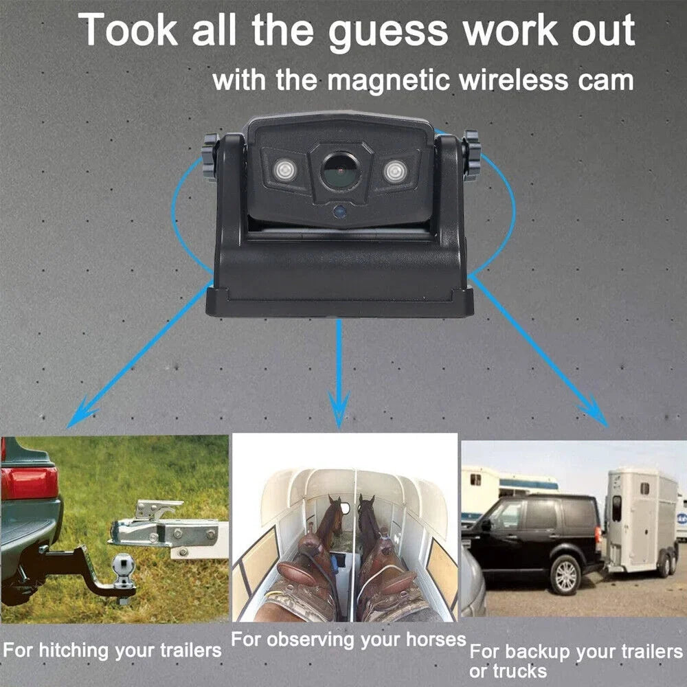 JLLOM Reliable Backup Camera, Magnetic WiFi Wireless, 9600mAh Battery, Front/Rear View