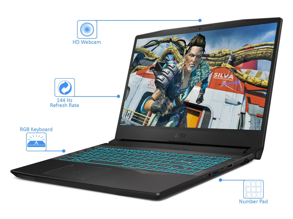 MSI Crosshair Gaming Laptop, 15.6" 144Hz FHD Display, Intel Core i7-11800H Upto 4.6GHz, 32GB RAM, 2TB NVMe SSD, NVIDIA GeForce RTX 3050, HDMI, Wi-Fi, Bluetooth, Windows 10 Home