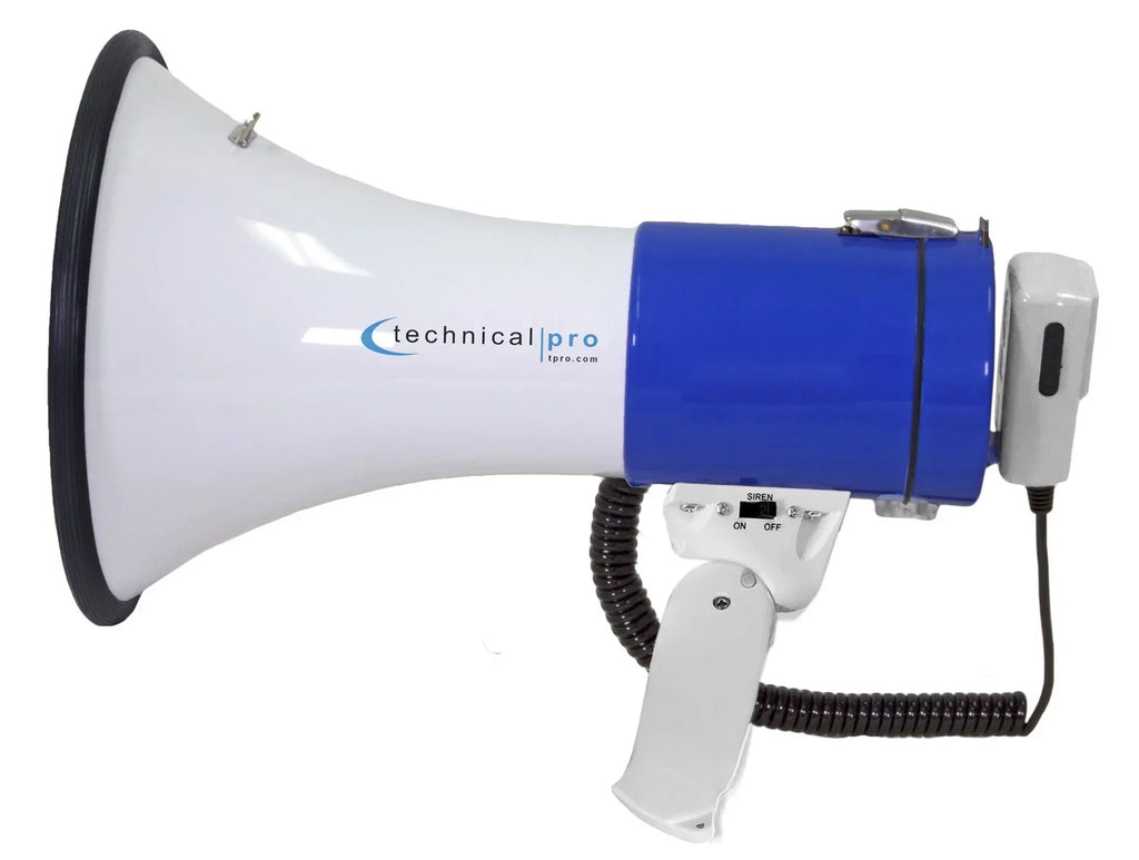 (Qty 4) Technical Pro 40 Watts Megaphone Bullhorn Speaker with Built-in Siren, Adjustable Volume Control and 1200 Yard Range