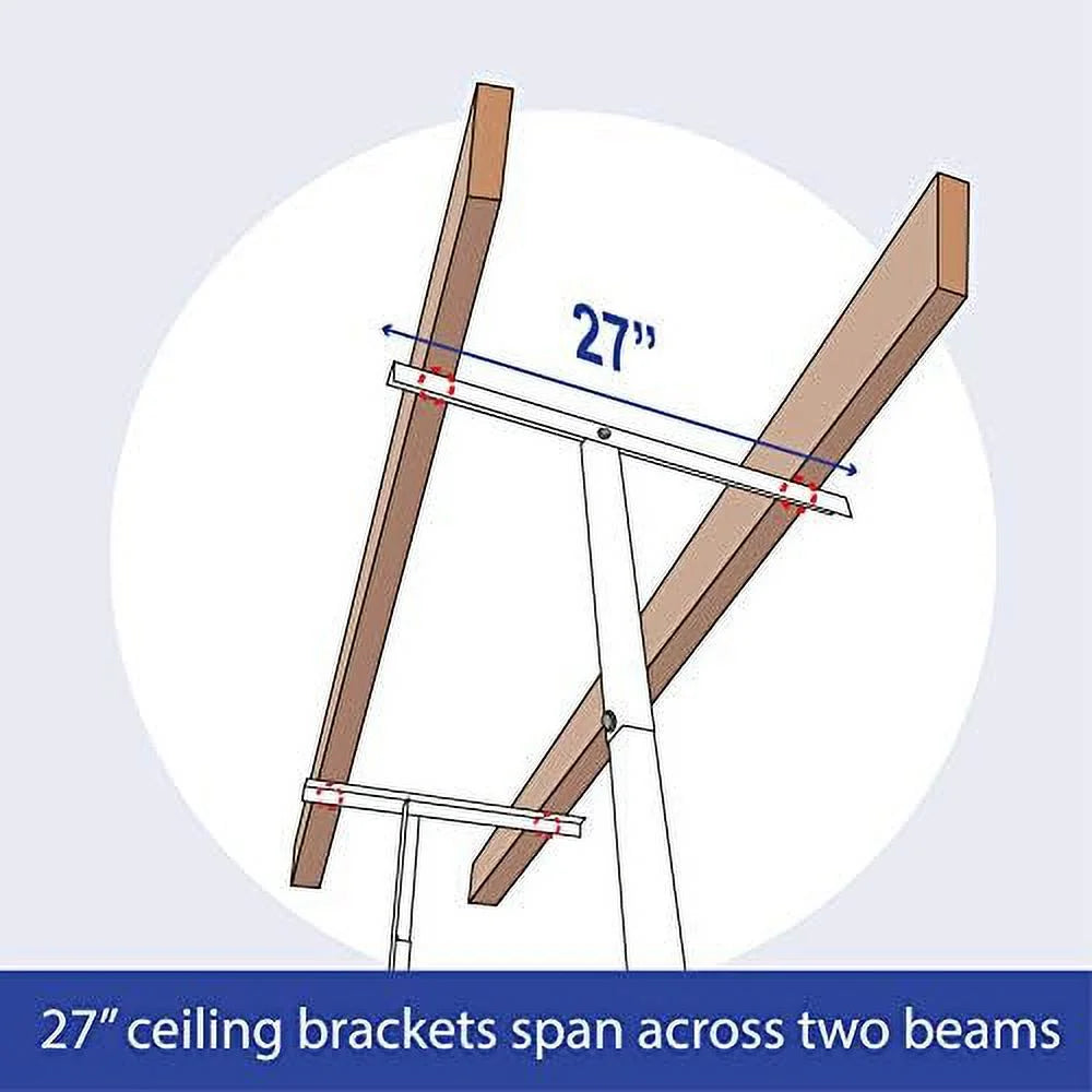 2x8 overhead garage storage rack - height adjustable steel overhead storage rack - 400 pound weight capacity (white, 18"-33")