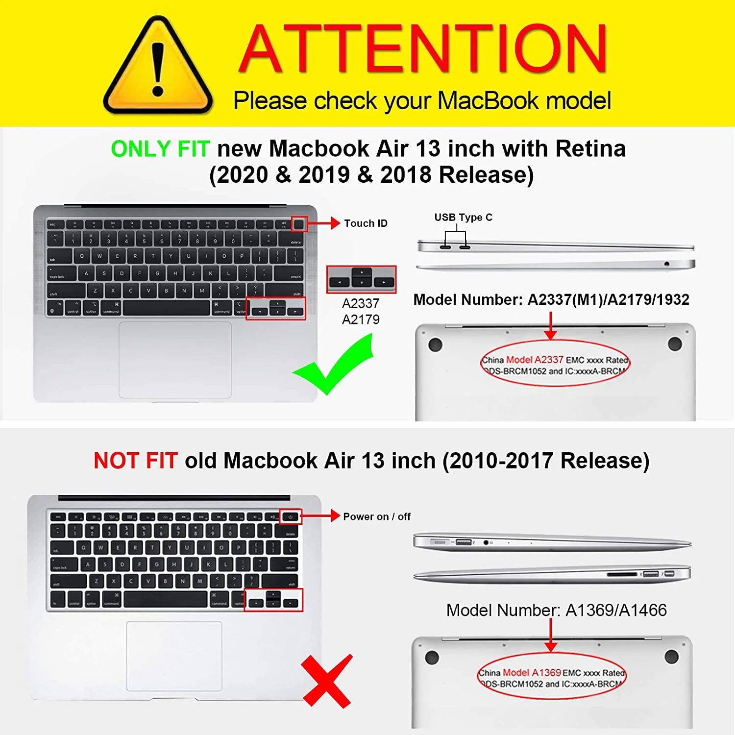 Case for MacBook Air 13 Inch A2337 (M1) / A2179 / A1932 (2018-2020 Release)