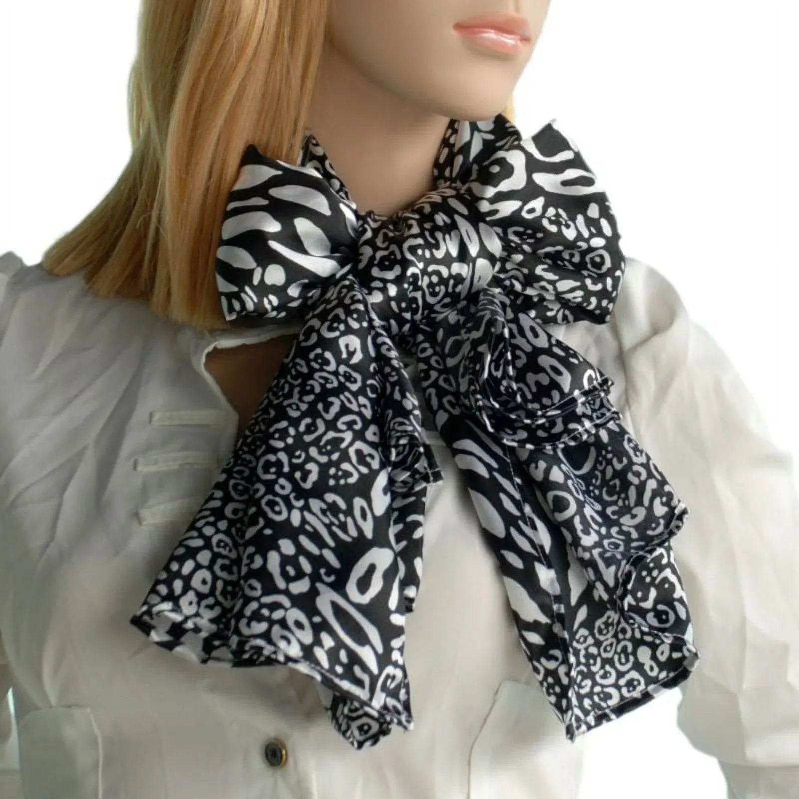 Blancho Ebony & White Distinctive Leopard Animal Print Fashion Soft Silk Scarf/Wrap/Shawl(Large)