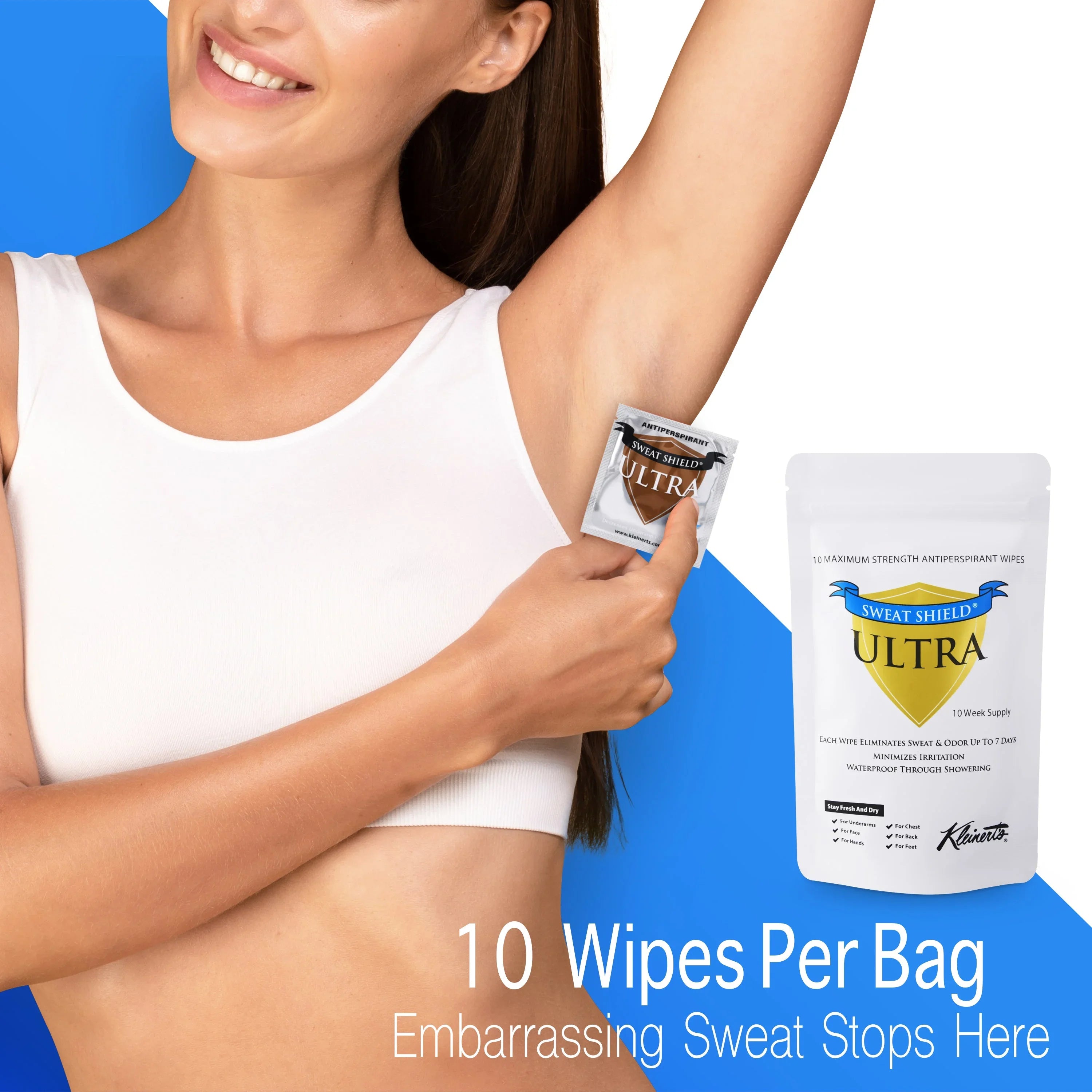 Sweat Shield Ultra Antiperspirant Wipes. Stop Sweating & Odor For Up To 7 Days. 20 Week Supply- Doctor Termination