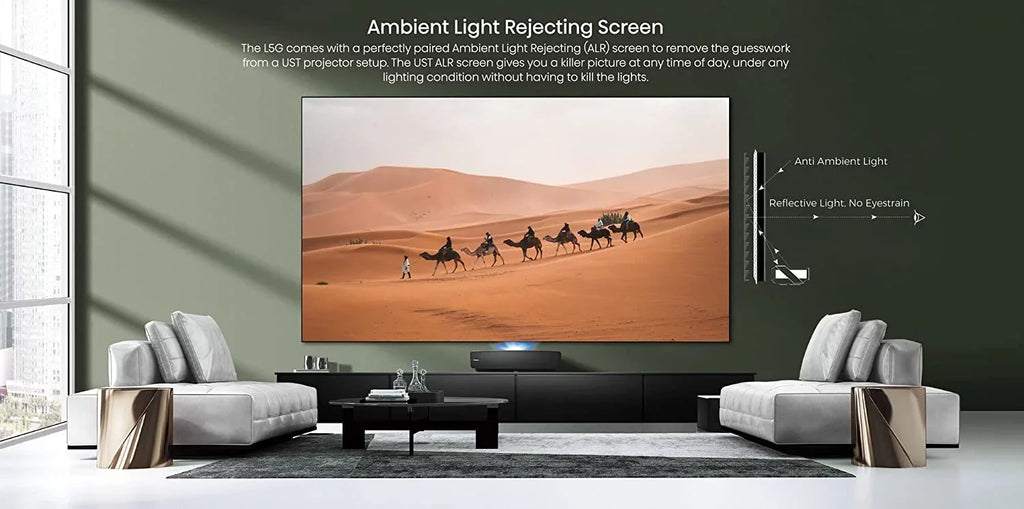 Hisense 100L5G 4K Ultra Short Throw Laser TV with 100-inch ALR Screen Android TV with Additional 2 Year Coverage by Epic Protect (2022)