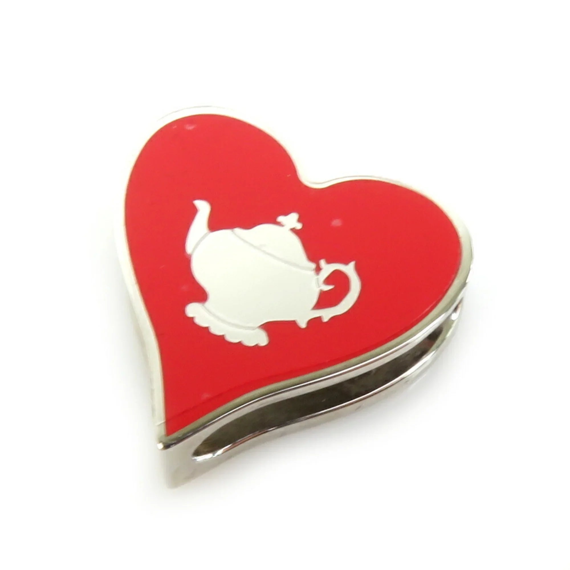 Pre-Owned HERMES Scarf Muffler Ring Tea Time Metal/Enamel Silver/Red Individuals (Good)