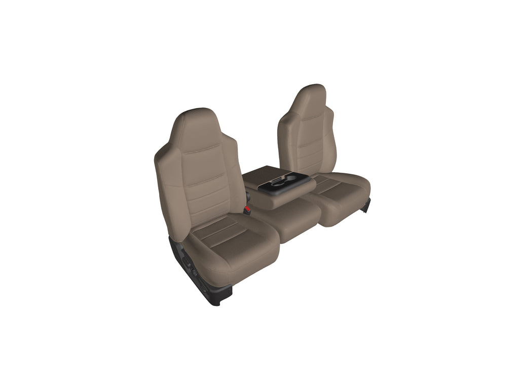 F58 2002-2010 Ford F250-F550 Super Duty Front 40/20/40 Split Bench Seat with Molded Headrests and Opening Center Console in Tan Velour