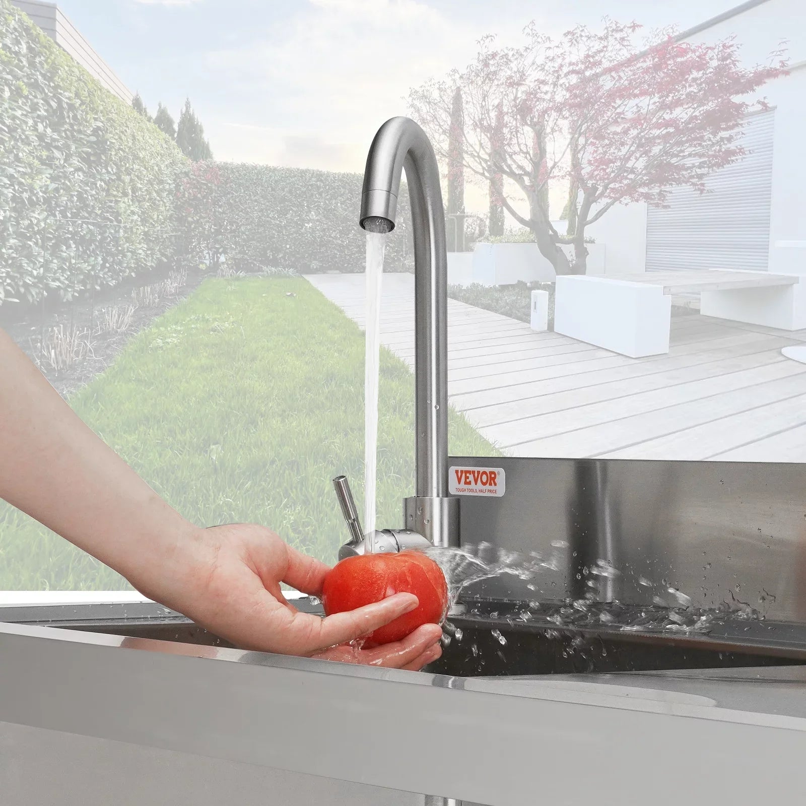 BENTISM Stainless Steel Utility Sink Single Bowl w/Workbench 47.2x19.7x37.4 in