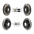 Transit Auto - Front Semi-Metallic Rear Ceramic Pads And Coated Drilled Slotted Disc Brake Rotors Kit For 2015 Mini Cooper 2.0L 1.5L With 280mm Diameter Rotor KDA-100734