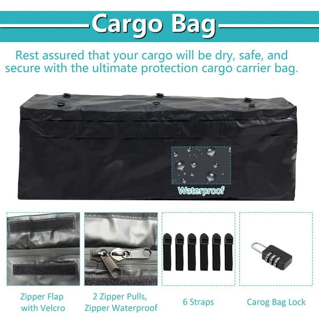 Teledu 60" x 24" x 6" Hitched Mounted Folding Cargo Basket with a 500 lb Capacity for Car SUV Truck Trailer, Midnight