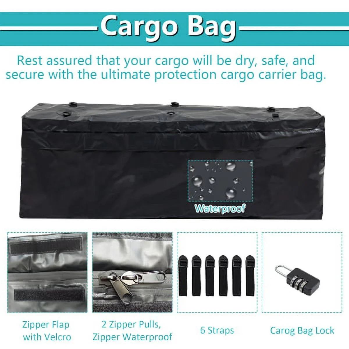 Teledu 60" x 24" x 6" Hitched Mounted Folding Cargo Basket with a 500 lb Capacity for Car SUV Truck Trailer, Midnight