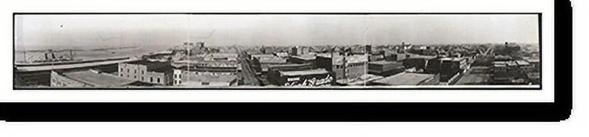 Historic Framed Print, TX 1910 g Panorama #2, Galveston PHOTO, 36-3/8" x 8-3/8"