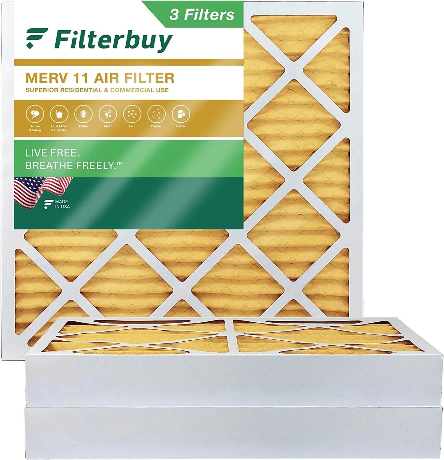 Filterbuy 24x24x4 MERV 11 Pleated HVAC AC Furnace Air Filters (3-Pack)