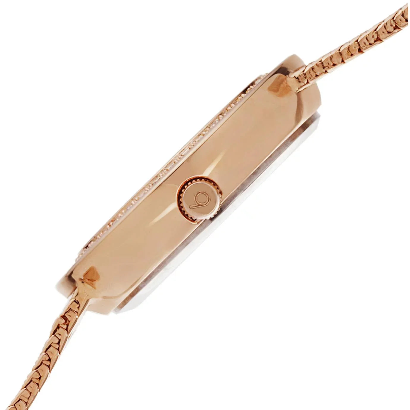 Individuals BUR097RG Crystal Accented Rose Gold Swiss Crystal Watch with Pink Mother of Pearl Interface and Rose Gold Bracelet