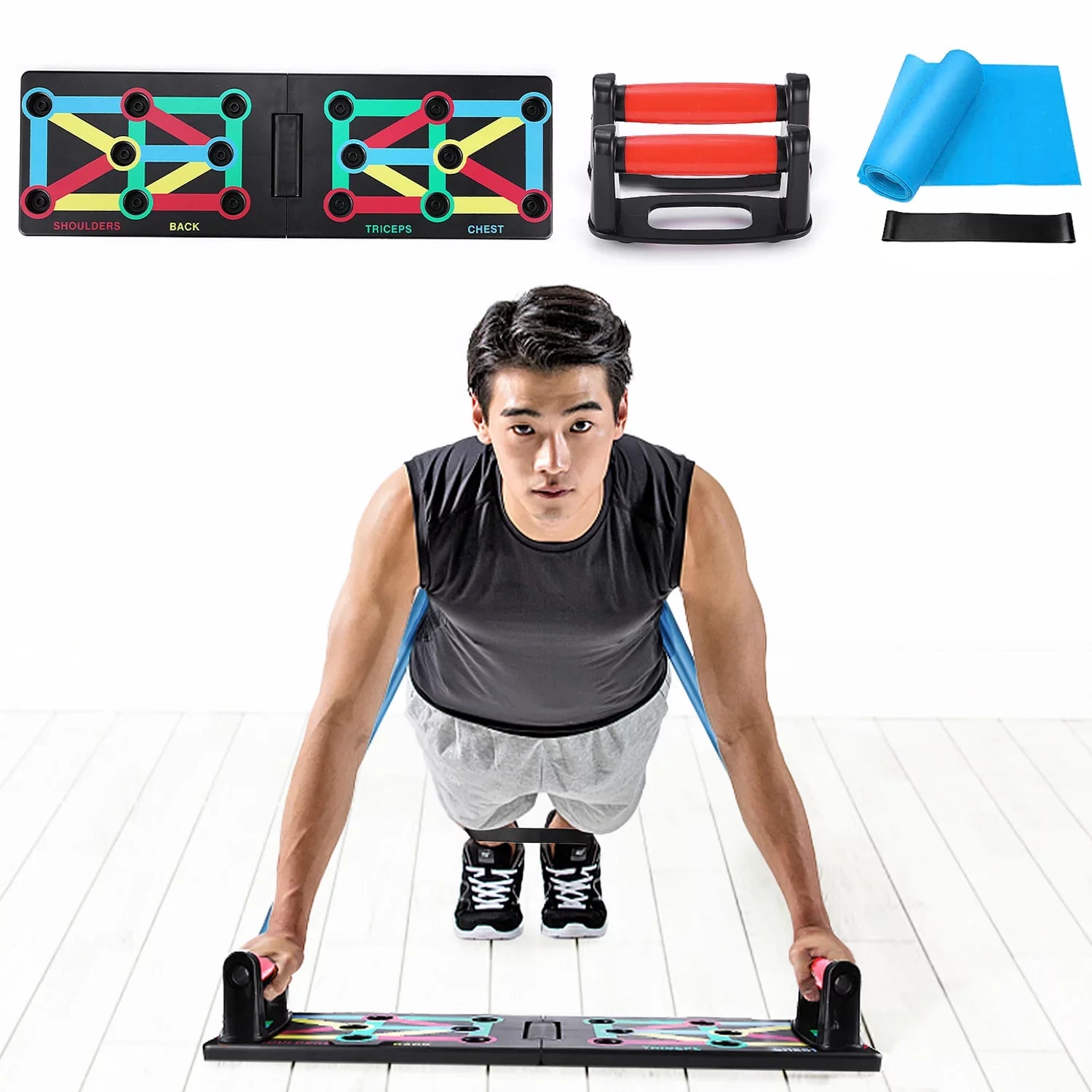 TOMSHOO Foldable Push-Board, Portable and Space-Saving Exercise Gentlemen Strengthen Arms, Chest, and Shoulders, Suitable for All Fitness Levels