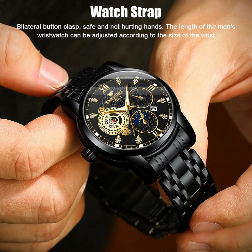 Waterproof People Watch Stainless Steel Crystal Luminous Classic Wristwatch Luxury