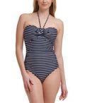 MSRP $118 Tommy Hilfiger Striped One-Piece Gentlemen Swimsuit Navy Size 6