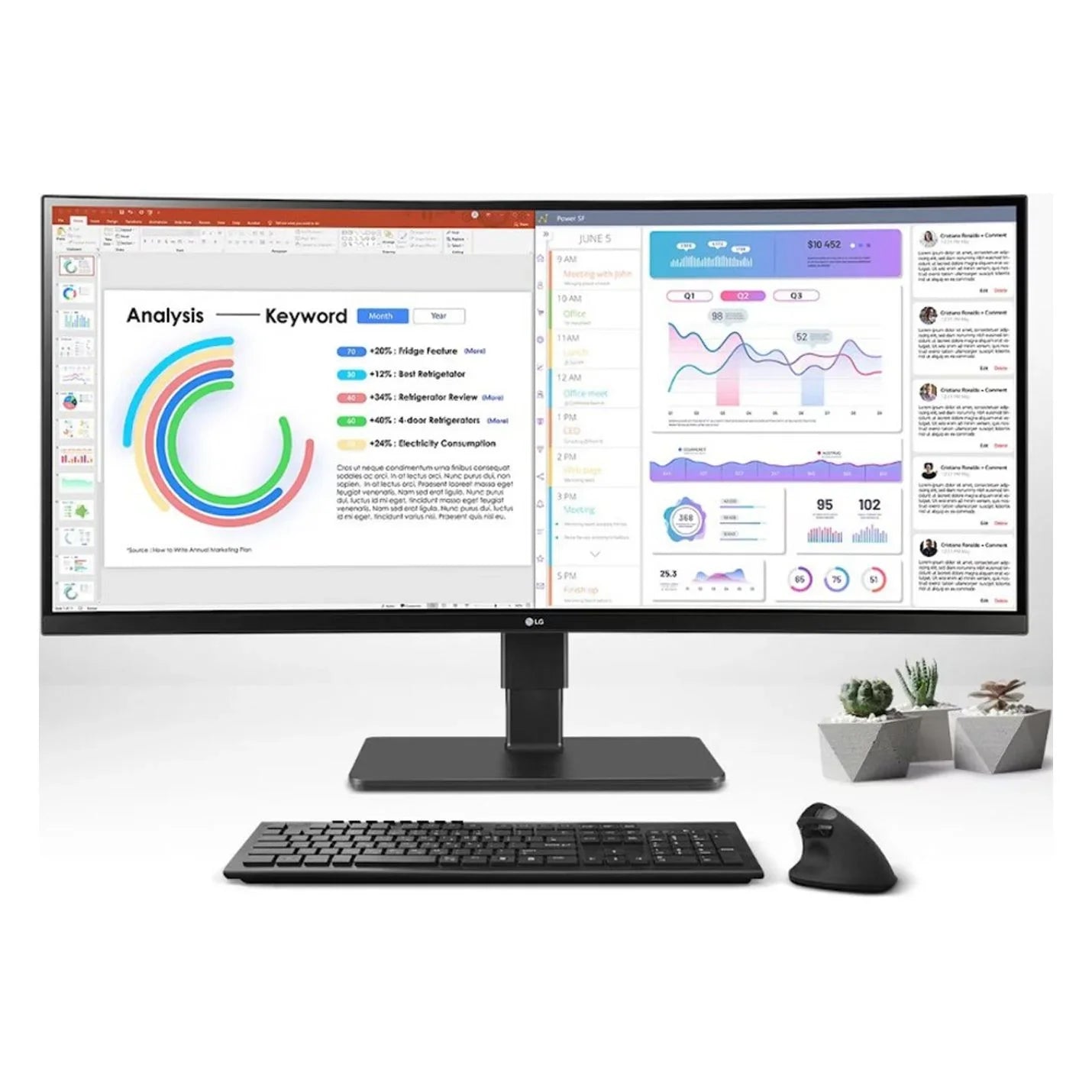 LG Ultrawide 34\" 3440 x 1440 LED HDR10, sRGB Curved Monitor, Textured Midnight 34BQ77QB-B