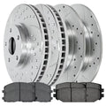 AutoShack Front and Rear Drilled Slotted Brake Rotors Silver and Ceramic Pads Kit Gentlemen for VW Routan 2012-2020 Dodge Grand Caravan Journey 2012-2016 Chrysler Town & Country 2013-2015 Ram C/V V6