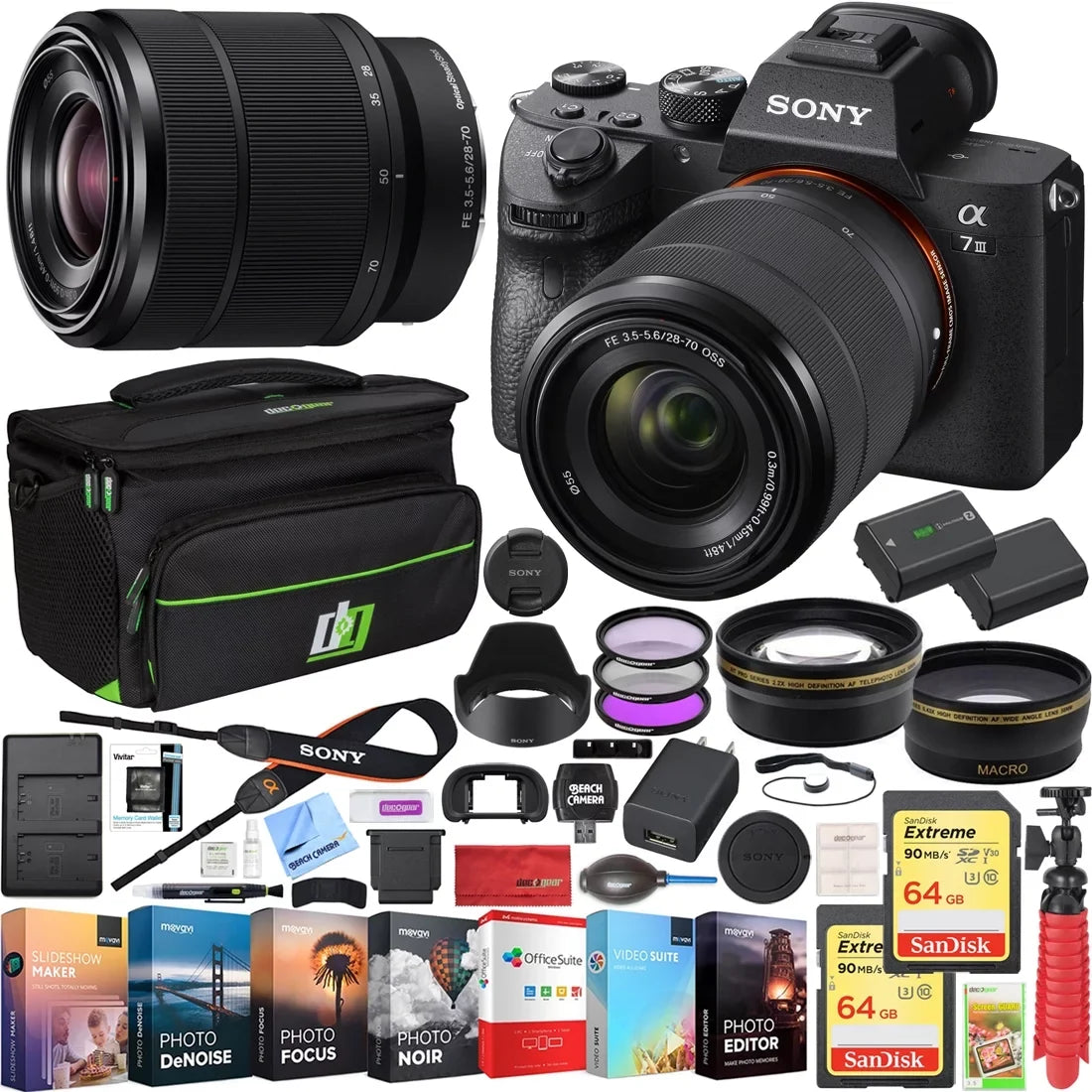 Sony Pro Alpha a7 III 24.2 Megapixel Mirrorless Camera with Lens, 1.10", 2.76", Ebony