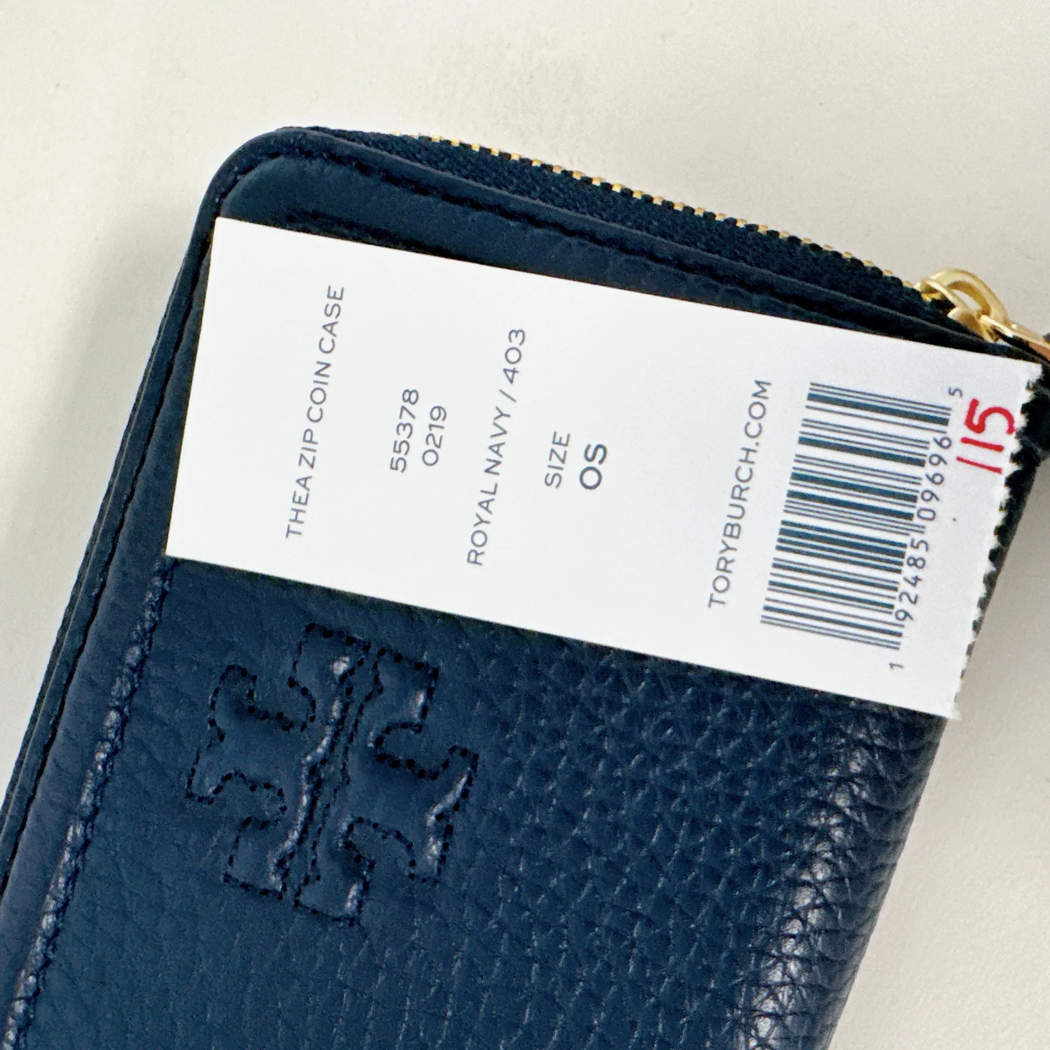 Tory Burch 55378 Thea Zip Coin Case IN ROYAL NAVY