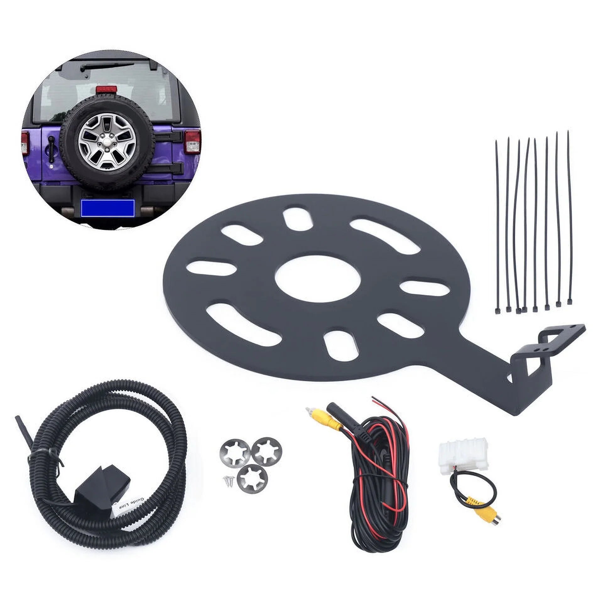 Rear View Backup Camera Set w/ Spare Tire Bracket For 2007-2018 Jeep Wrangler JK