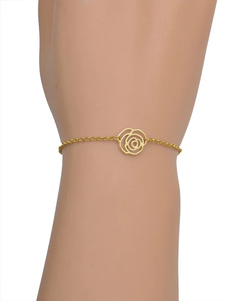Delight Jewelry Resin Hot Pink Love Snail Gold-tone Rose Link Chain Bracelet, 6.25"+1.75" Final Point