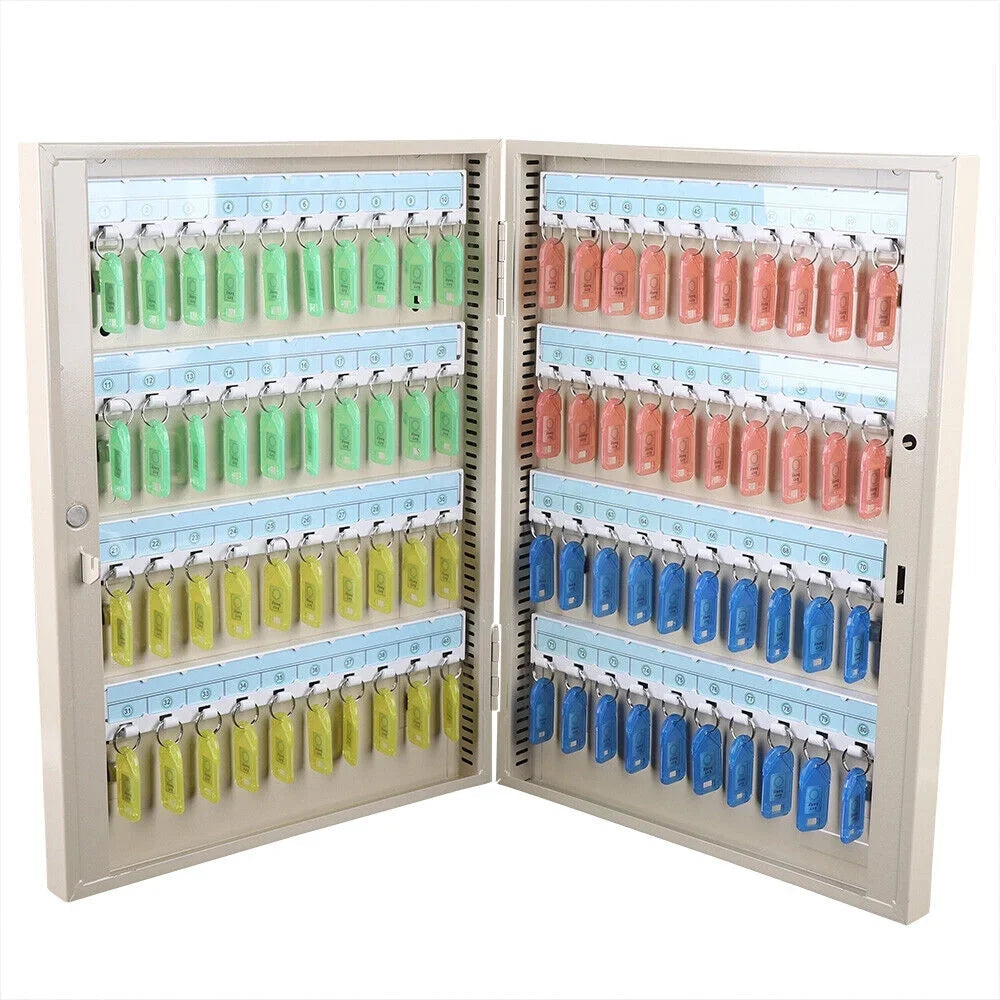Wall Mounted 80 Key Storage Cabinet Lock Box Safe Organizer Car Dealership Holder