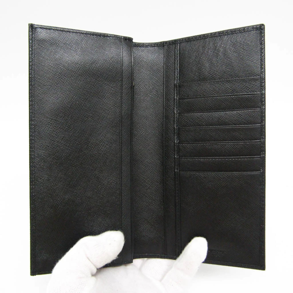 Pre-Owned Prada Saffiano 2M0836 People Leather Long Wallet (bi-fold) Dark (Good)