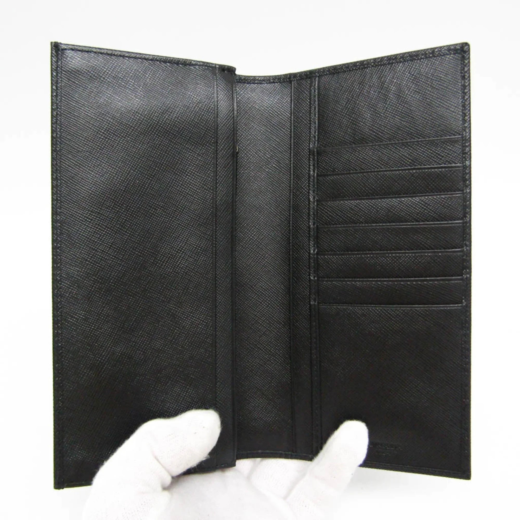 Pre-Owned Prada Saffiano 2M0836 People Leather Long Wallet (bi-fold) Dark (Good)