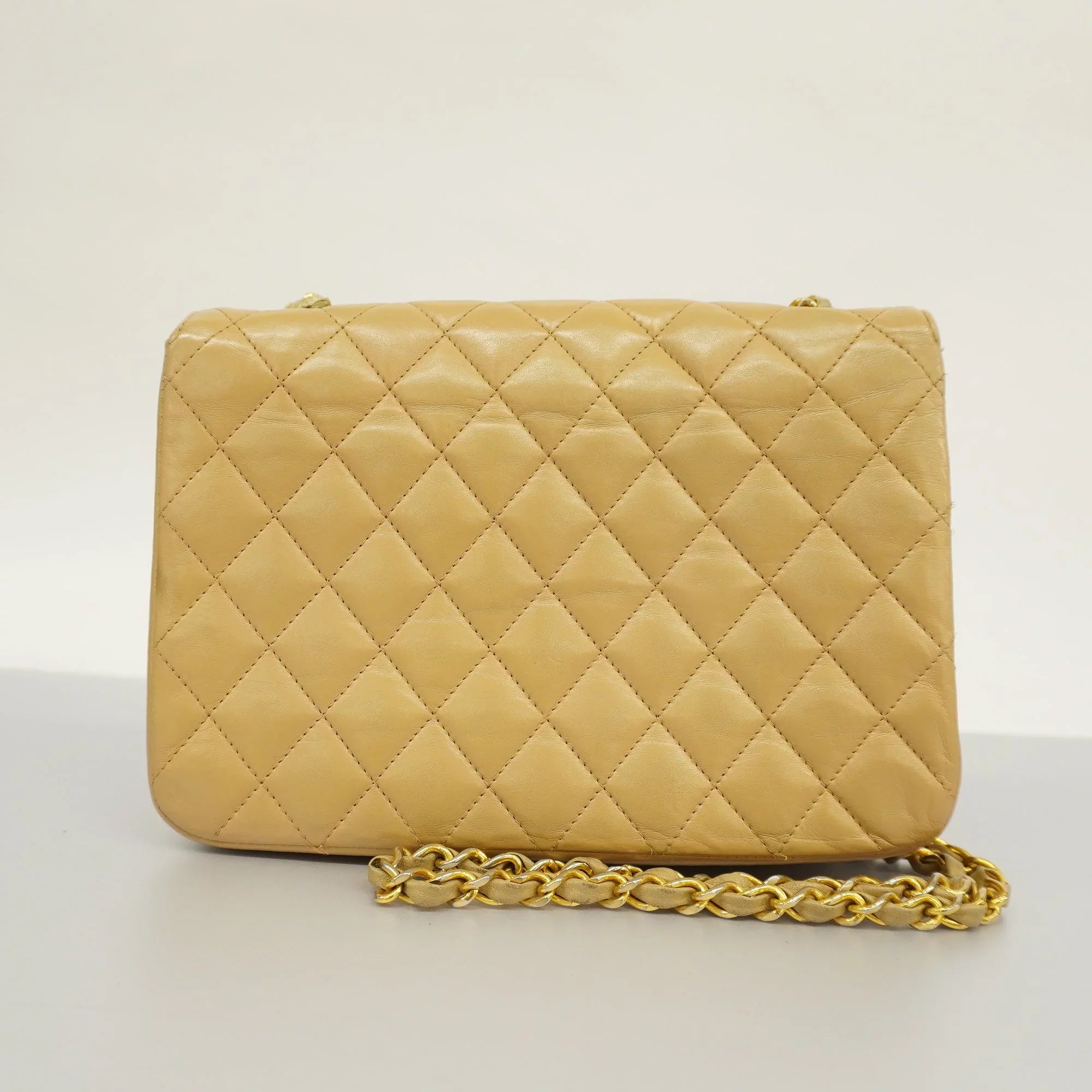 Authenticated Used Auth Chanel Matelasse Single Chain Individuals Leather Shoulder Bag Beige