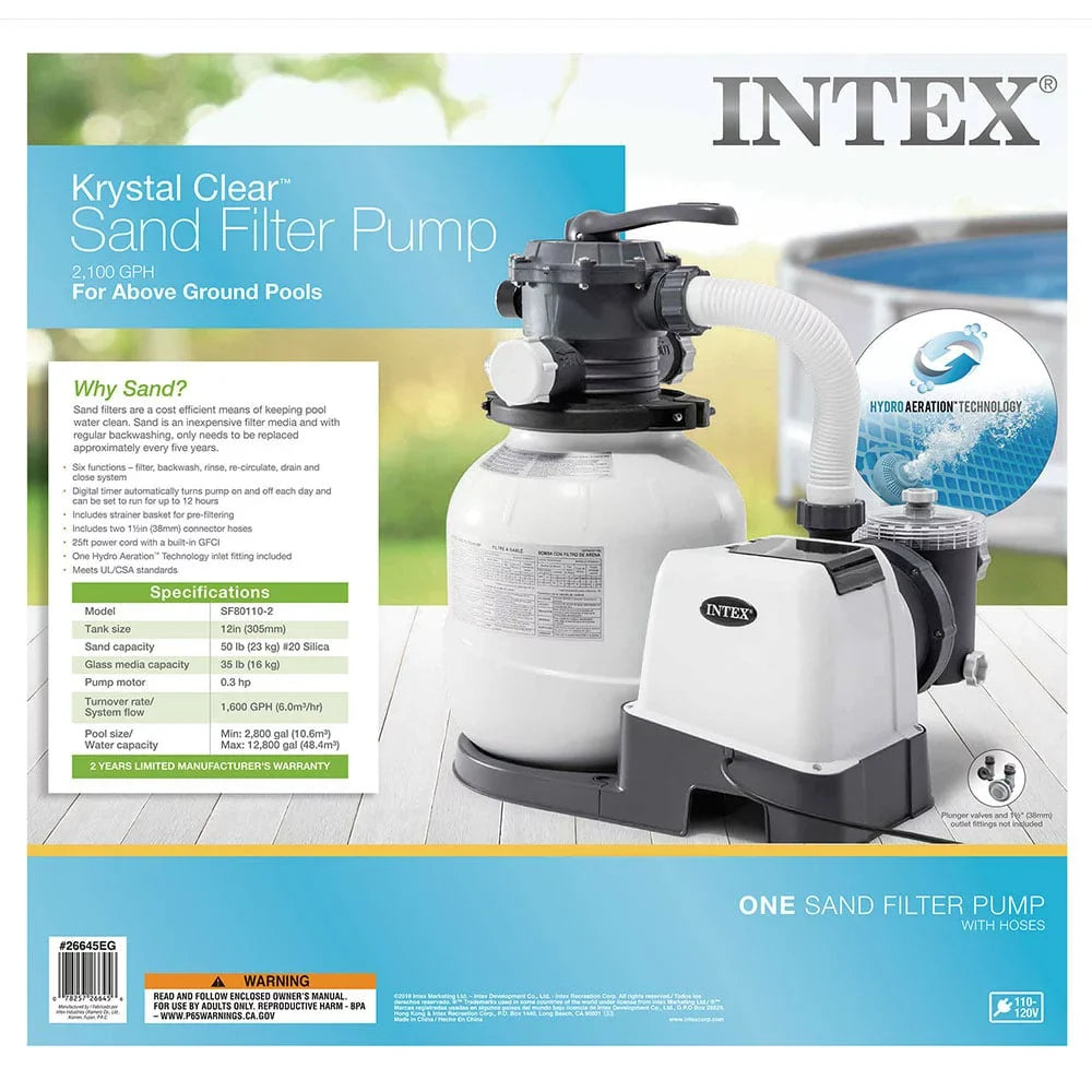 Intex 2100 GPH Sand Filter Pump, Deluxe Pool Maintenance Kit, & Pool Skimmer