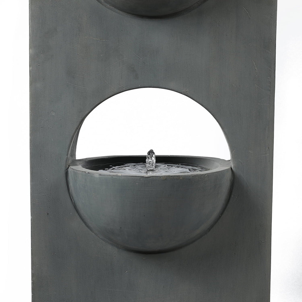 HomeStock Vintage Visions Gray Gentlemen Column Two Tier Bowl Bubbler Outdoor Fountain