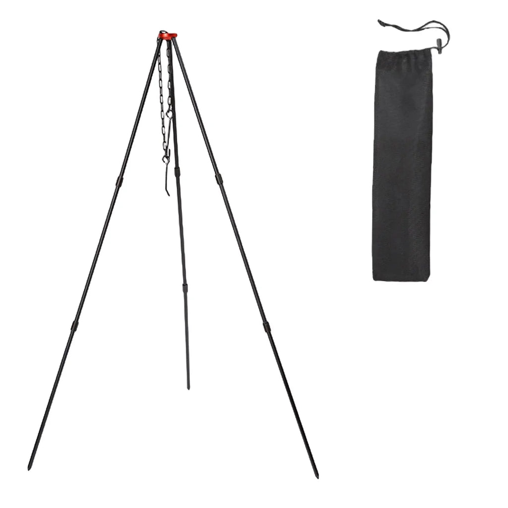 Camping Tripod, Portable Outdoor Cooking Tripod with Adjustable Campfire Picnic ing Pot Grill Stand Aluminum Cookware Accessory , Ebony