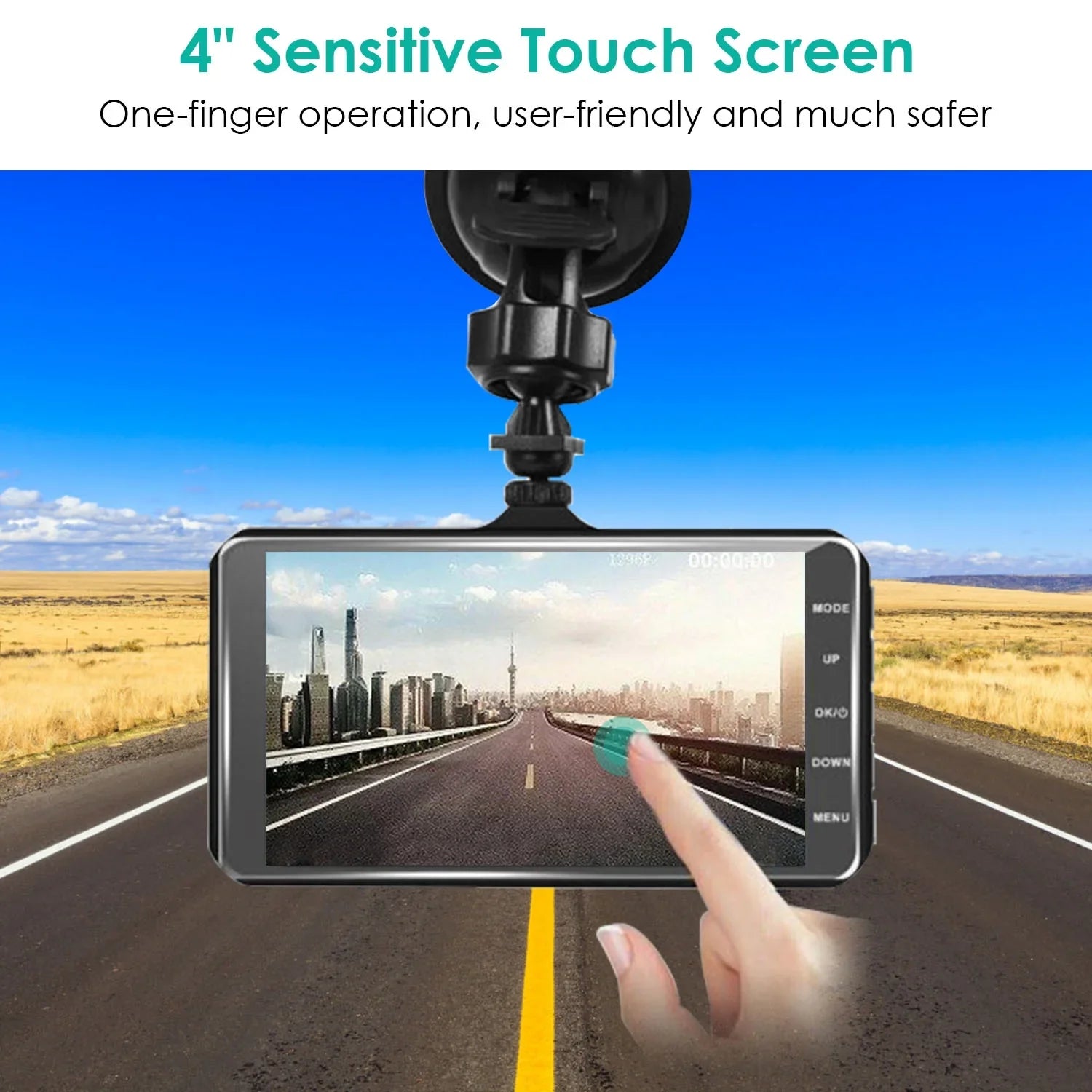 Front and Rear 1080P Dashcams for Cars iMounTEK Dual Dash Cam with 4in Touch IPS Screen Car Camera Driving Recorder for Taxi