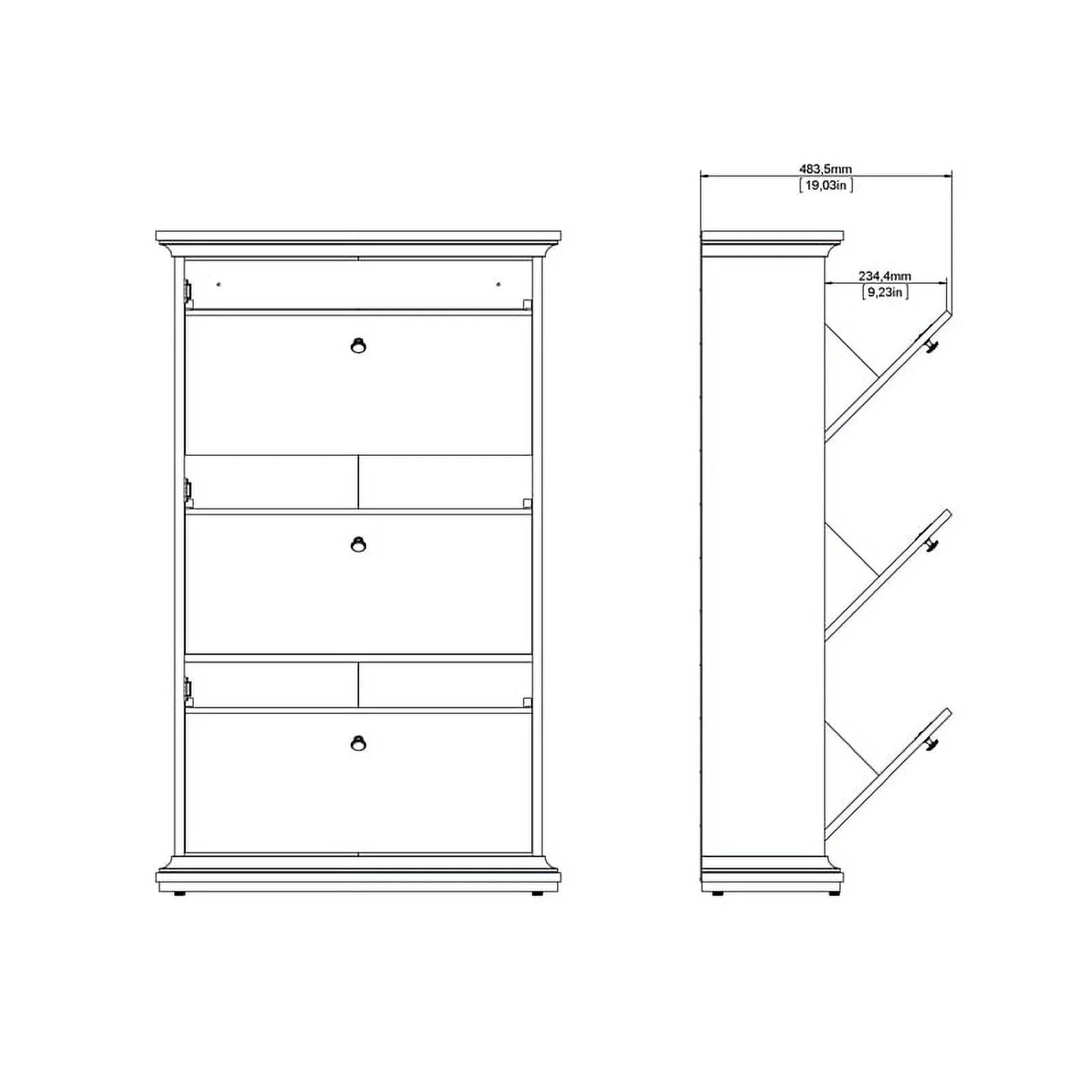 Allora Contemporary 3 Drawer Wood Shoe Cabinet in White