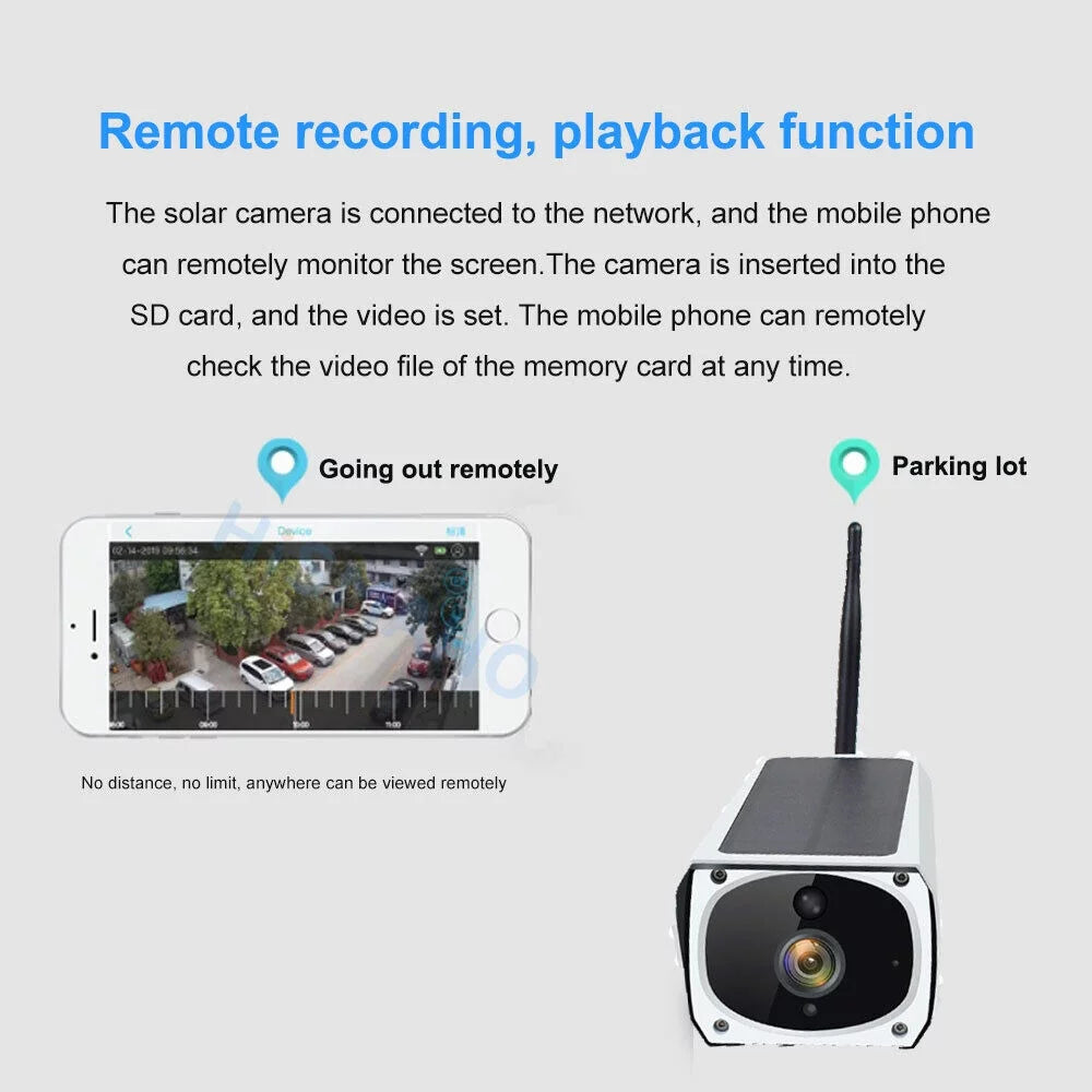 1080P Solar Powered Security Camera, Wireless Security Camera, WiFi IP Home Outdoor Security IP Camera Night Vision HD with 32GB Momery Card and 3 Pcs 18650 Batteries