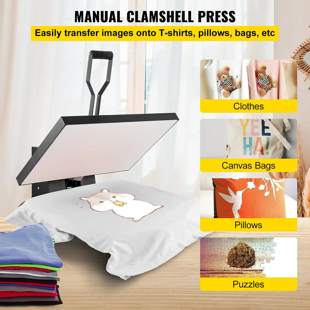 VEVOR 16x24 Heat Press Machine 1700W Power, Industrial Sublimation Printer for TShirt and Heat Transfer Vinyl, Easy to Use Digital Heat Press Ebony