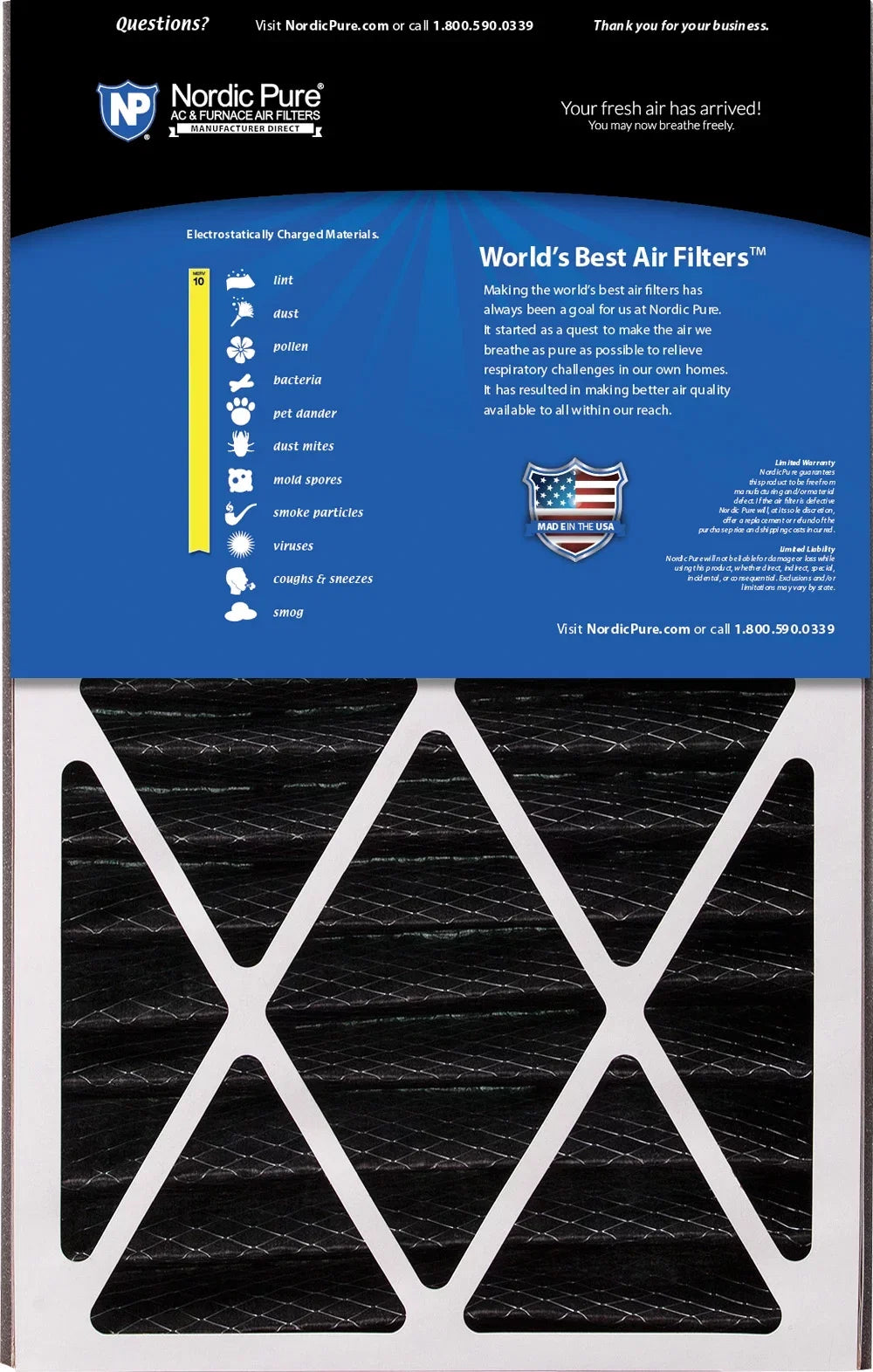 Air Bear 16x25x5 (4 7/8) AC Filter People MERV 10 Plus Carbon 4 Pack