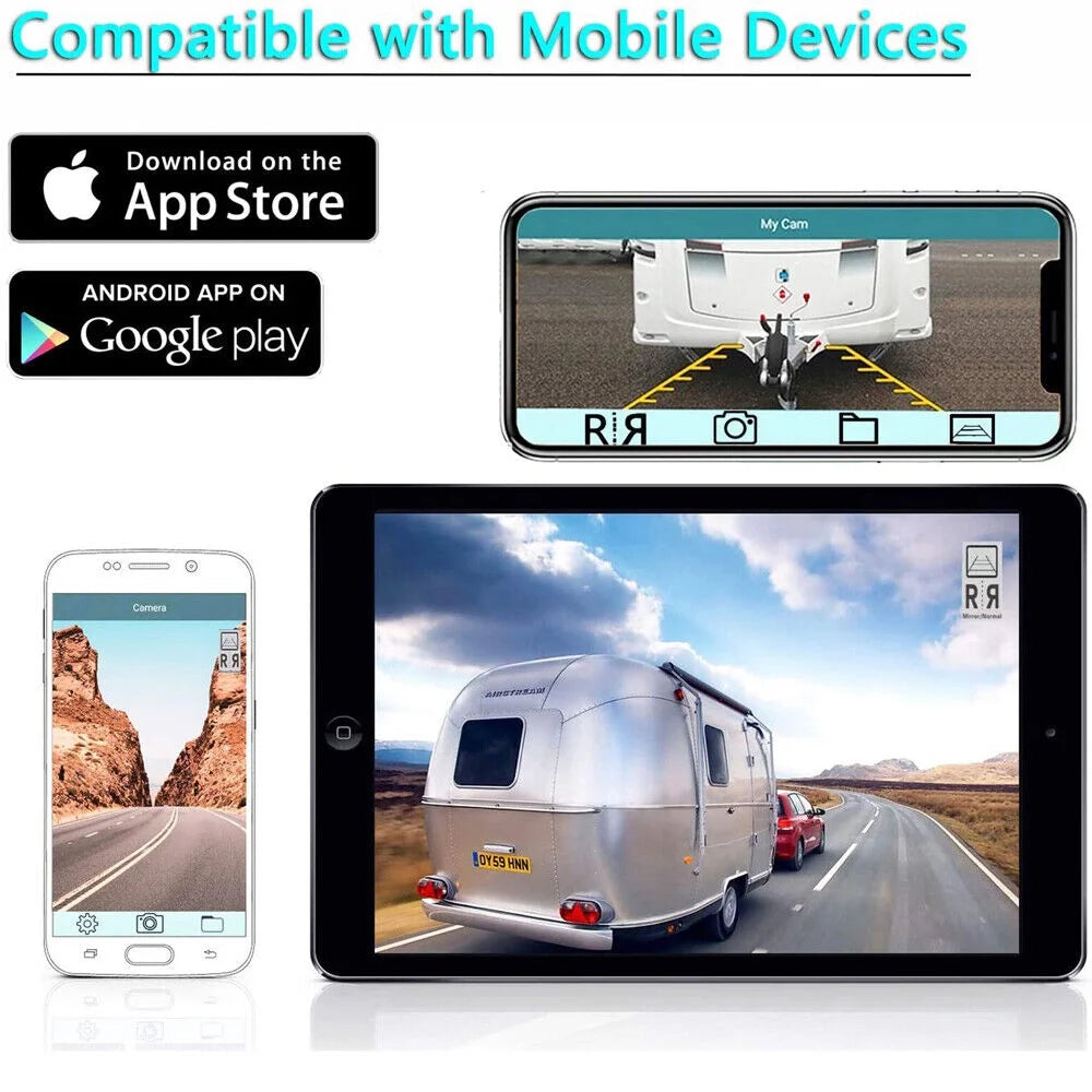 JLLOM Reliable Backup Camera, Magnetic WiFi Wireless, 9600mAh Battery, Front/Rear View