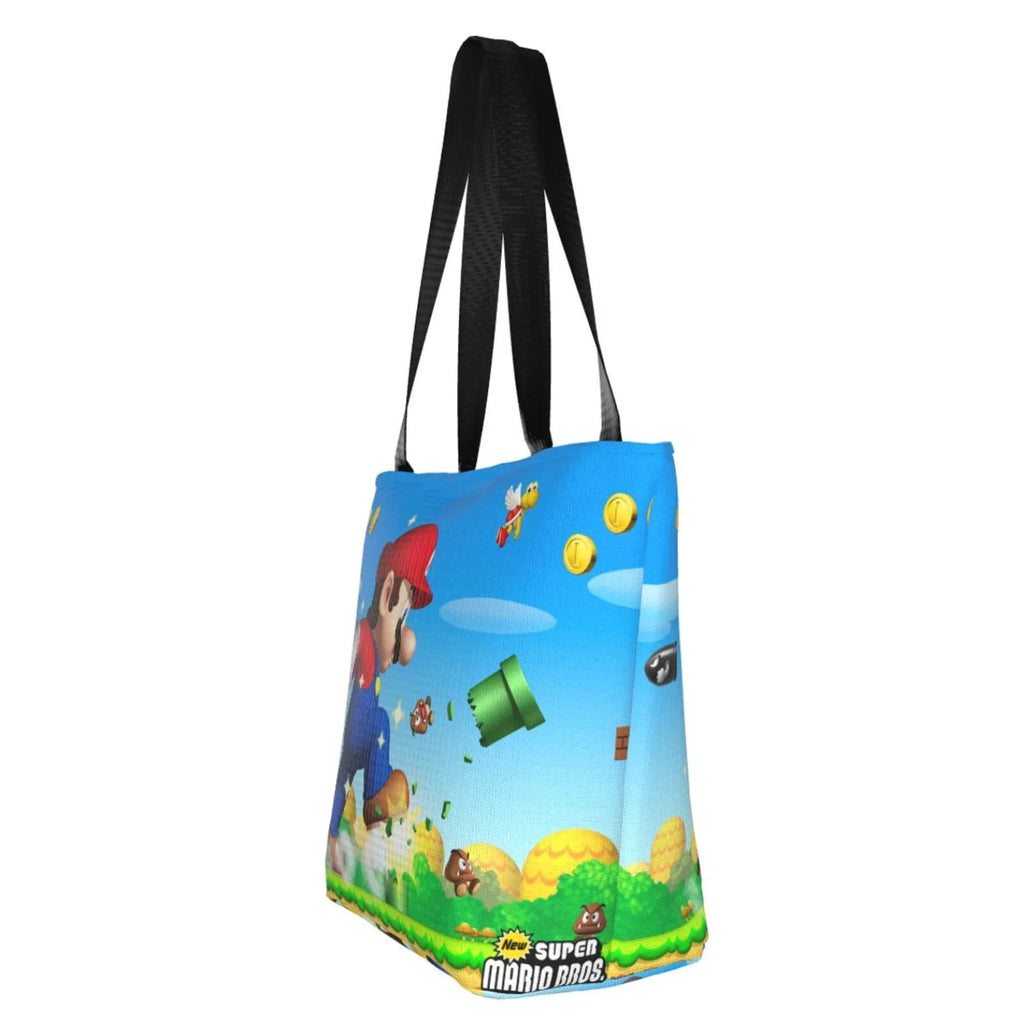 Super Mario Animated Gentlemen Tote Bag Large Capacity Shoulder Handbag For Travel Beach Shopping Business Work School