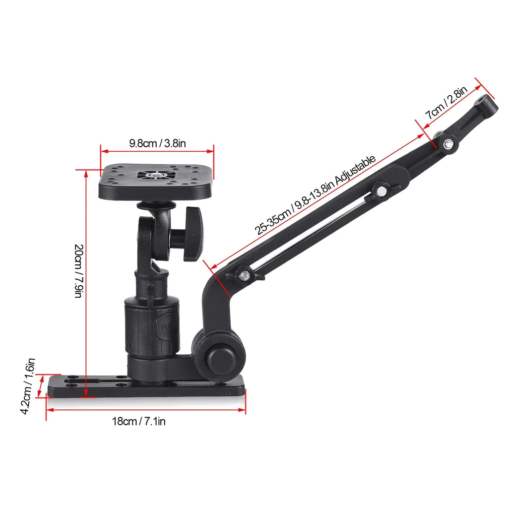 Tomshoo Durable Kayak Boat Transducer Mounting Arm, Fish Finder Mount Base Adapter, 360 Degree Swivel