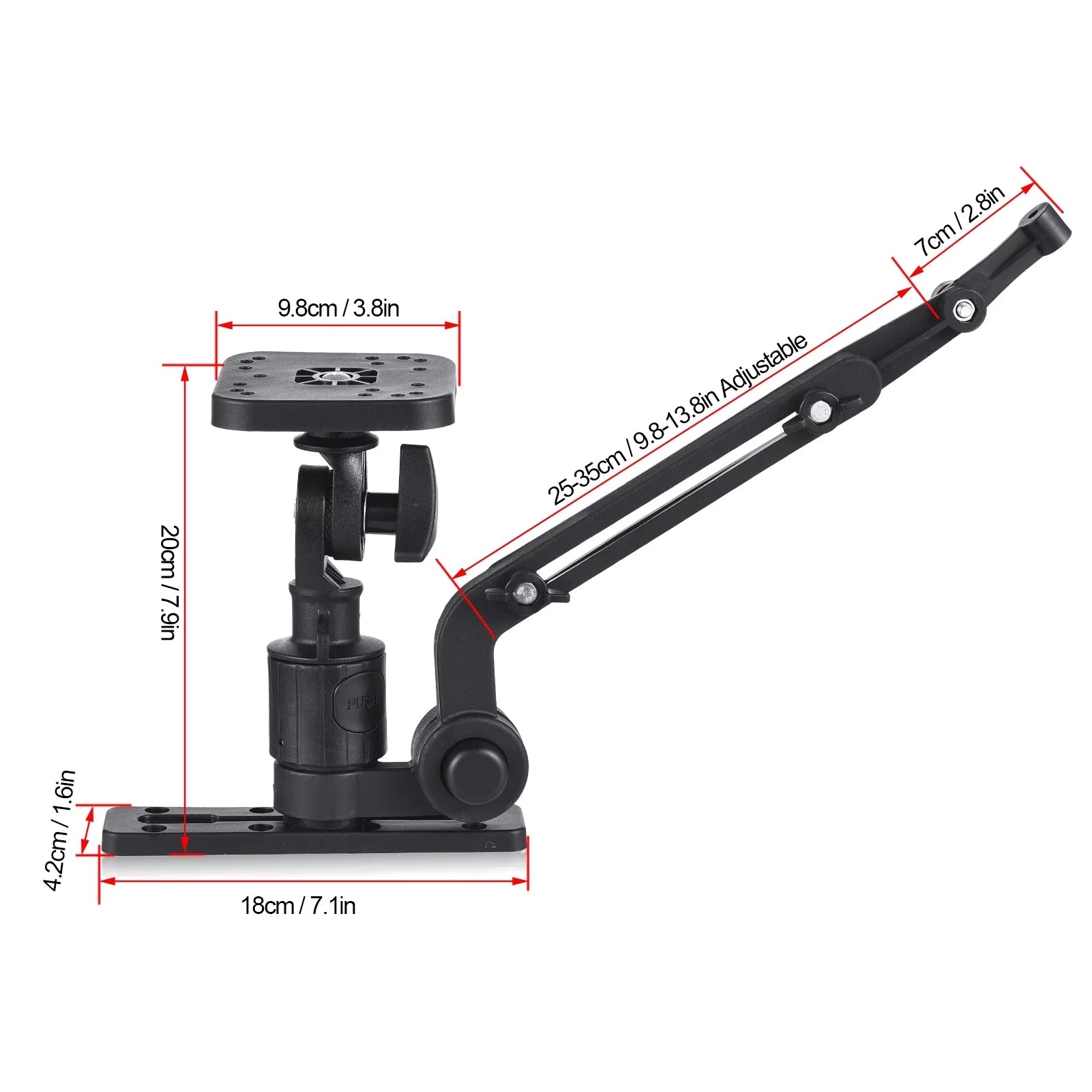 Tomshoo Durable Kayak Boat Transducer Mounting Arm, Fish Finder Mount Base Adapter, 360 Degree Swivel