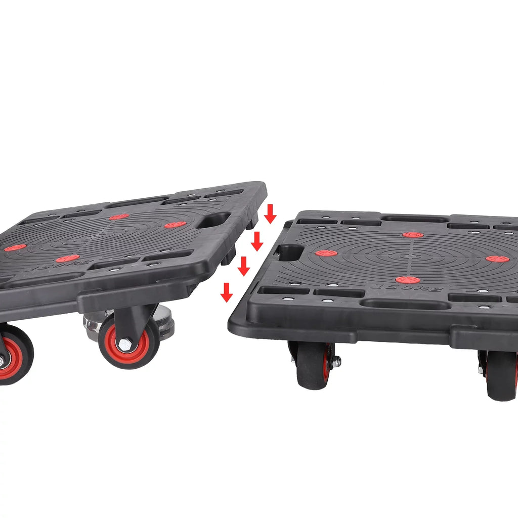 Homhougo—2PCS Portable Folding Hand Truck 330 Lbs Capacity 4 Rotate Wheels Transport Trolley Luggage Cart for Home Office Travel Dark 2pcs